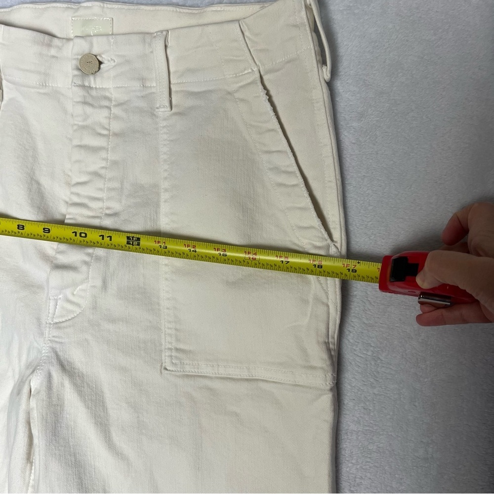 MOTHER Denim Jeans The Patch Pocket Private Ankle Fray Sz 31 Cream Puffs EUC - Picture 12 of 16